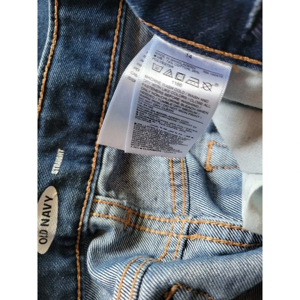 Old Navy Boy  Size 14 Straight Blue Jeans With Elastic ajustable